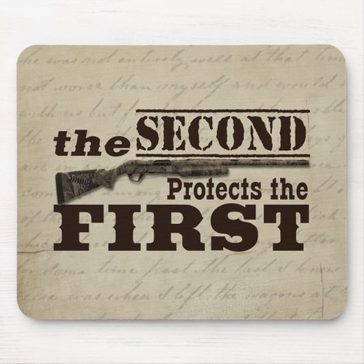 Tapis De Souris Le deuxième amendement protège le premier (Devant)