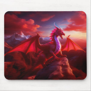 Tapis De Souris Le Dragon Rouge Perce Sur Craggy Mountain Peak