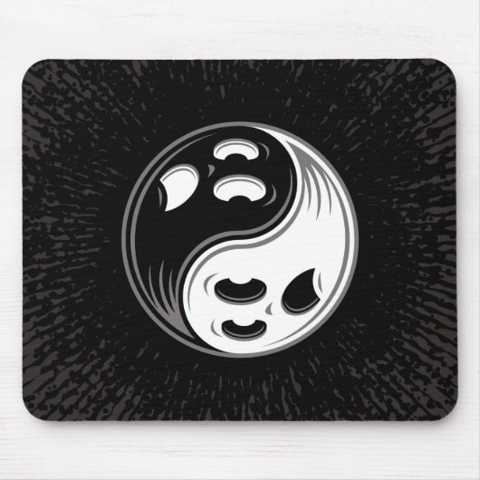 Tapis De Souris Le fantôme Yin Yang noir et blanc (Devant)