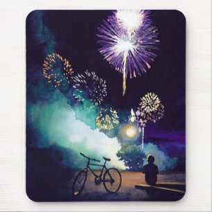 Tapis De Souris Le "feu art d'aquarelle de feux d'artifice dans