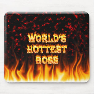 Tapis De Souris Le feu du patron du monde et le rouge de flammes