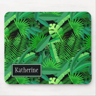 Tapis De Souris Le feuille de palmiers tropicaux ajoute votre