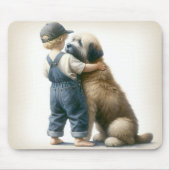 Tapis De Souris Le garçon et son grand chien (Devant)