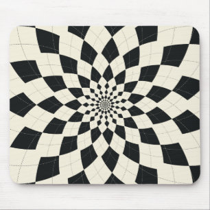 Tapis De Souris Le Jacquard a éclaté/fleur - noir et blanc