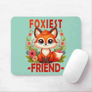 Tapis De Souris Le jeu de mot Foxiest Friend. Caricature du chiot 