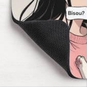 Tapis de souris le jeune femme et son grumpy cat (Coin)