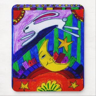 Tapis De Souris le lapin a volé au-dessus de la lune,