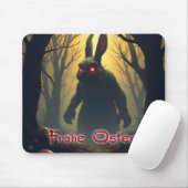 Tapis De Souris Le lapin de Pâques Éffrayant dans la forêt ombragé (Avec souris)