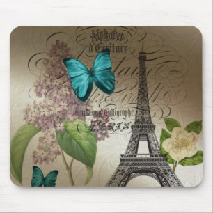 Tapis De Souris le lilas scripts Tour Eiffel vintage moderne de
