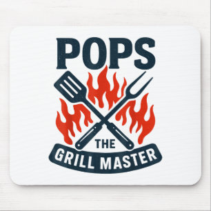 Tapis De Souris Le Maître du Grill Bbq Fête des Pères Papy Grillan