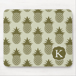 Tapis De Souris Le motif kaki   d'ananas ajoutent votre initiale