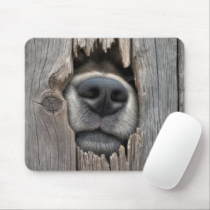 Tapis De Souris Le nez du chien dans une clôture en bois