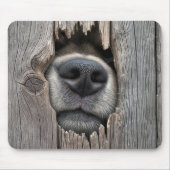 Tapis De Souris Le nez du chien dans une clôture en bois (Devant)