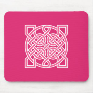 Tapis De Souris Le noeud de marin celtique, Fuchsia rose et blanc