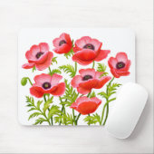 Tapis De Souris Le pavot cultivé rouge fleurit Mousepad (Avec souris)