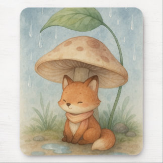 Tapis De Souris Le Petit Renard dans la pluie