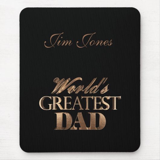 Tapis De Souris Le plus grand papa du monde élégant Black Gold Bro (Devant)