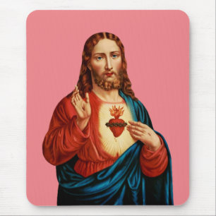 Tapis De Souris Le Portrait d'Art Fin du Sacré-Cœur de Jésus