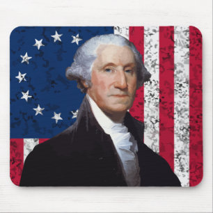 Tapis De Souris Le Président Washington et le drapeau américain