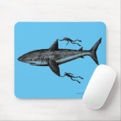 Tapis De Souris Le requin et les plongeurs de Megalodon (Avec souris)