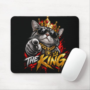 Tapis de souris Le Roi Chat Cool Avec Couronne