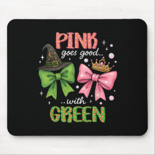 Tapis De Souris Le rose Va Bien Avec Le Vert Halloween Witch Pinka