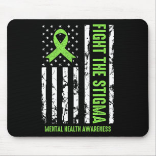 Tapis De Souris Le ruban de santé mentale Usa Drapeau Nous Portons