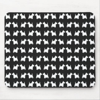 Tapis De Souris Le Scottie jumeau blanc poursuit le motif carrelé
