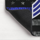 Tapis De Souris Le sergent Stripes Mince Ligne Bleue Distressed Dr (Coin)