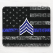 Tapis De Souris Le sergent Stripes Mince Ligne Bleue Distressed Dr (Devant)