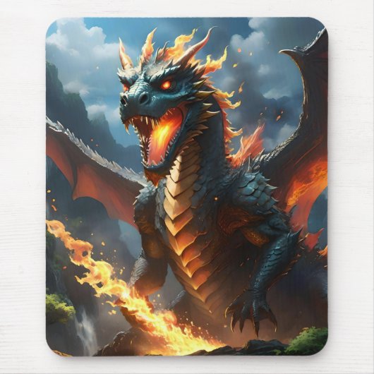 Tapis De Souris "Le souffle d'Inferno : la flamme du dragon" (Devant)