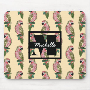 Tapis De Souris Le style de Zentangle Parrots le monogramme de