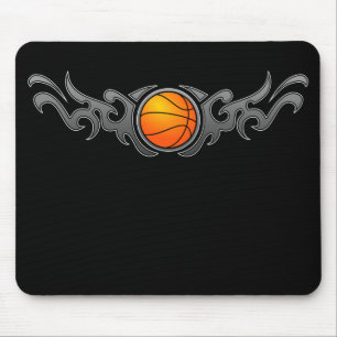 Tapis De Souris Le tribal de basket-ball flambe Mousepad gris