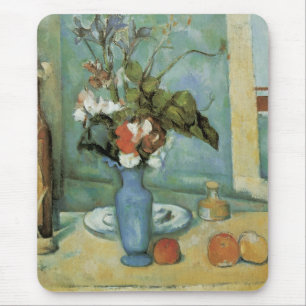 Tapis De Souris Le Vase bleu (Fleurs et Fruits) de Paul Cézanne
