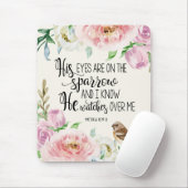 Tapis De Souris Le vers de bible 'ses yeux sont sur le sparrow (Avec souris)