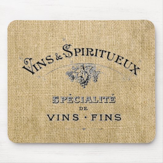 Tapis De Souris Le vin français sur Burlap (Devant)
