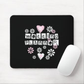 Tapis De Souris Le wedding planner fleurit le blanc sur le noir (Avec souris)