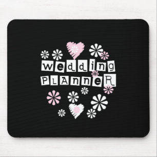 Tapis De Souris Le wedding planner fleurit le blanc sur le noir