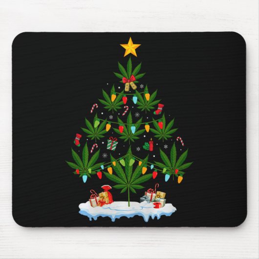 Tapis De Souris Leaf Christmas Tree Weed Stoner Xmas Premium Tri-b (Devant)