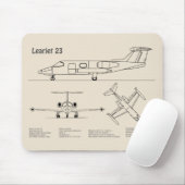 Tapis De Souris Learjet 23 - Plan de dessin du plan d'avion SD (Avec souris)