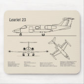 Tapis De Souris Learjet 23 - Plan de dessin du plan d'avion SD (Devant)