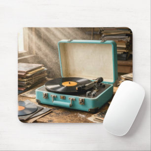 Tapis De Souris Lecteur de disques portable rétro