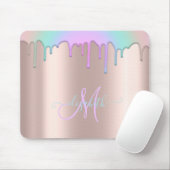 Tapis De Souris Lecteurs Arc-en-ciel modernes Rose Monogramme Sour (Avec souris)