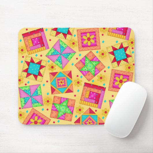 Tapis De Souris L'édredon de patchwork jaune bloque Mousepad (Avec souris)