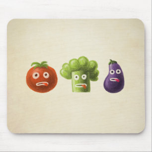 Tapis De Souris Légumes amusants : aubergine de tomate de Brocoli