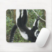 Tapis De Souris Lémur à feuilles blanches et noires (Varecia) (Avec souris)