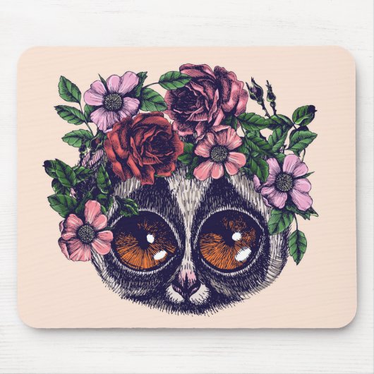 Tapis De Souris Lémur floral doux (Devant)