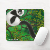 Tapis De Souris Lémur noir et blanc Mousepad de Ruffed (Avec souris)