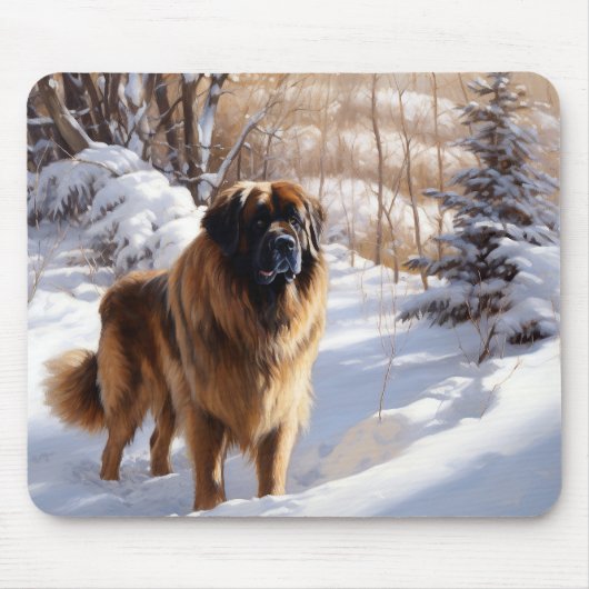 Tapis De Souris Leonberger Laissez-le neiger Noël (Devant)