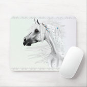 Tapis De Souris Léopard Appy et plumes blanches Mousepad (Avec souris)